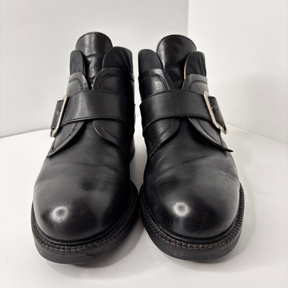 VTG Kenneth Cole Boots Mens 10.5 Black Leather Monk Strap Made in Italy 90s Moto main image 6